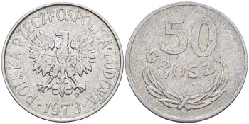 ПОЛЬША 50 ГРОШЕЙ 1973 MW KM 48.1, Parchimowicz 210h алюминий 4514-515