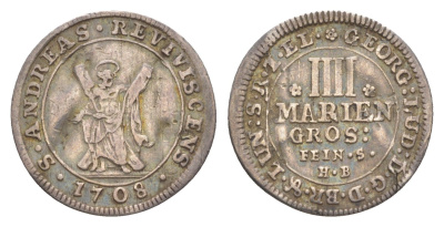 Брауншвейг-Каленберг-Ганновер 4 мариенгроша 1708 HB, Георг I (1698-1727), из коллекции Ричарда Б. Смита Welter 2193, KM 53 серебро 1525-632