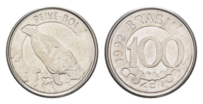 Бразилия 100 крузейро 1992 KM 623 нержавеющая сталь UNC 4644-543
