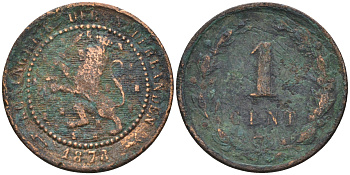 Нидерланды 1 цент 1878 Виллем III (1849-1890) KM 107 бронза    4169-245