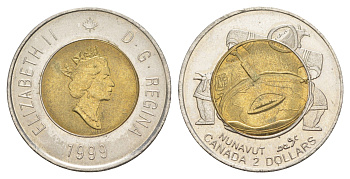 Канада 2 доллара 1999 Основание Нунавута KM 357 биметалл UNC 4631-1211