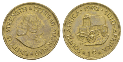 ЮАР 1 цент 1962 Ян ван Рибек KM 57 латунь 4645-932