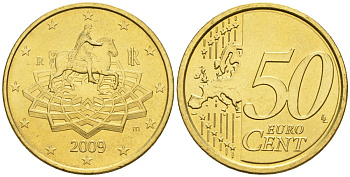Италия 50 евроцентов 2009 KM 215 нордик UNC 4148-641