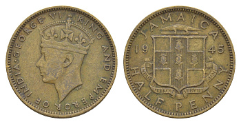 Ямайка 1/2 пенни 1945 Георг VI (1936-1952) KM 31 никель латунь 4626-515