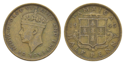 Ямайка 1/2 пенни 1945 Георг VI (1936-1952) KM 31 никель латунь 4626-515
