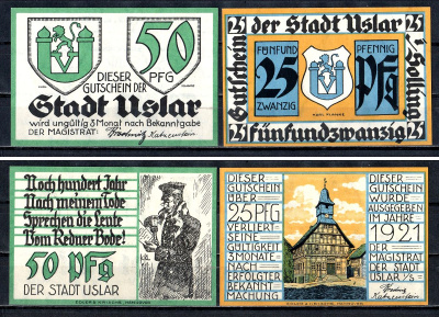 Услар (Пруссия, Ганновер) набор из 2 нотгельдов 1921 7555-4-3-1