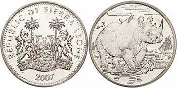 Сьерра-Леоне 1 доллар 2007 серия защита окружающей среды, носорог KM 328 медно-никель UNC 00-00