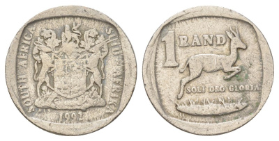 ЮАР 1 ранд 1992 KM 138 медь плакированная никелем 4627-243