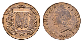 Доминиканская Республика (Доминикана) 1 сентаво 1968 KM 31 бронза UNC 4679-548