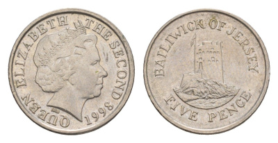 Джерси 5 пенсов 1998 башня Сеймур, Елизавета II (1952-2022) KM 105 медно-никель aUNC 4659-623
