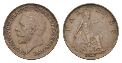 Великобритания 1 фартинг 1927 Георг V (1910-1936) KM 825, Spink 4061 бронза 4659-826