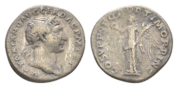 Римская Империя денарий 107 Траян, IMP TRAIANO AVG GER DAC P M TR P, бюст императора/COS V P P S P Q R OPTIMO PRINC, Виктория, Рим RIC 128 серебро 1073-1-74