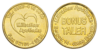 Германия, Эркрат аптечный жетон диаметр 23 мм, вес 8,1 гр латунь aUNC 4656-617