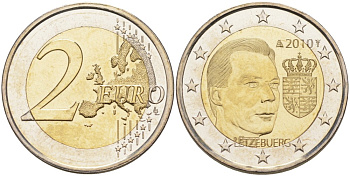 Люксембург 2 евро 2010 Герб Великого герцога Люксембурга KM 115 биметалл UNC 00-00