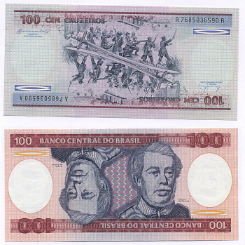 БРАЗИЛИЯ 100 КРУЗЕЙРО 1984 ПОДПИСЬ 21, ГЕОРЦОГ КАКСИАС Pick 198b бумага UNC (ПРЕСС) 6294-86-4