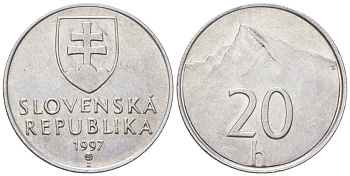 Словакия 20 геллеров 1997 MK KM 18 алюминий aUNC 4164-554