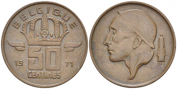 БЕЛЬГИЯ 50 САНТИМОВ 1971 BELGIQUE KM 148.1 бронза 3996-1249