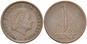 Нидерланды 1 цент 1963 Юлиана (1948-1980) KM 180 бронза 3457-1213