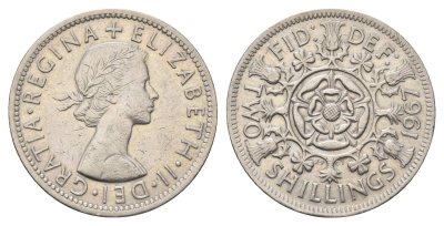 Великобритания 2 шиллинга (флорин) 1967 Елизавета II (1952-2022) KM 906, Spink 4146 медно-никель 4692-423