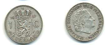 Нидерланды 1 гульден 1957 Юлиана (1948-1980) KM 184 серебро 83-744