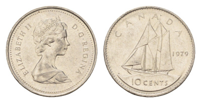 Канада 10 центов 1979 Елизавета II (1952-2022), парусник KM 77 никель 4689-548