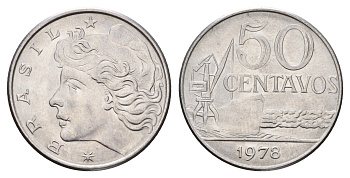 Бразилия 50 сентаво 1978 KM 580b нержавеющая сталь UNC 4678-1115