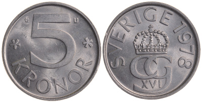 Швеция 5 крон 1978 U Карл XVI Густав (1973- ) KM 853 медно-никель UNC 59-241