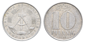 ГДР 10 пфеннигов 1968 KM 10 алюминий 4643-416