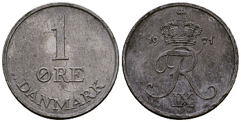 Дания 1 эре 1969 Фредерик IX (1947-1972) KM 839 цинк 4173-716