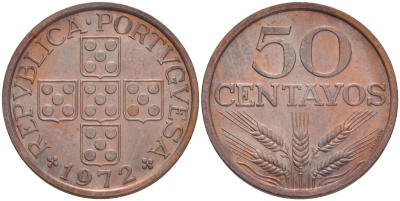 Португалия 50 сентаво 1972 KM 596 бронза 4561-544