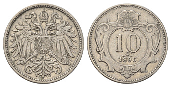 Австрия 10 геллеров 1895 Франц Иосиф I (1848-1916) KM 2802 никель 4684-831
