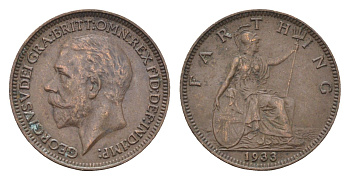 Великобритания 1 фартинг 1933 Георг V (1910-1936) KM 825, Spink 4061 бронза 4664-313
