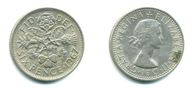 Великобритания 6 пенсов 1967 Елизавета II (1952-2022) KM 903, Spink 4149 медно-никель 4383-427