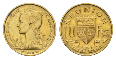 Реюньон 10 франков 1962 KM 10 алюминиевая бронза UNC 4127-1835