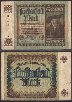 Германия 5000 марок 1922 Pick 81 a бумага 2192-51-1-2