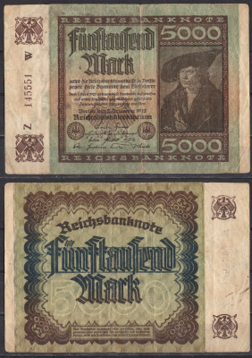 Германия 5000 марок 1922 Pick 81 a бумага 2192-51-1-2