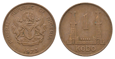 Нигерия 1 кобо 1973 KM 8.1 бронза 4703-452
