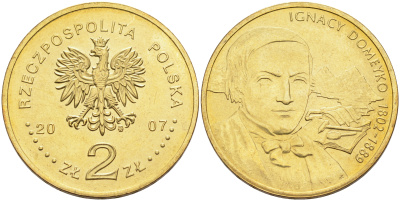 Польша 2 злотых 2007 MW, серия польские путешественники - Игнацы Домейко (1802-1889) KM 590 латунь 4589-153