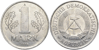 ГДР 1 марка 1975 A KM 35.2 алюминий 4139-111