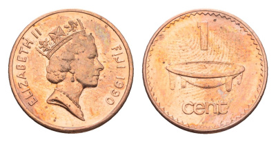 Фиджи 1 цент 1990 KM 49a цинк плакированный медью UNC 4697-655