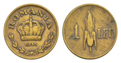 Румыния 1 лей 1938 KM 56 никель латунь 4632-1031