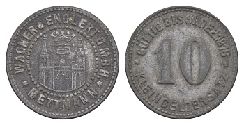 Меттман 10 пфеннигов 1918 Men05 16676.5, Men18 20934.5 цинк 4511-147