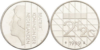 Нидерланды 2 1/2 гульдена 1999 Беатрикс (1980-2013) KM 206 никель 4593-733
