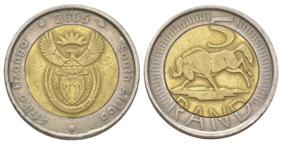 ЮАР 5 рандов 2005 KM 297 биметалл 4626-836
