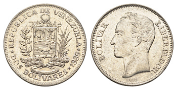 Венесуэла 2 боливара 1989 Симон Боливар Y 43a сталь плакированная никелем 4662-941