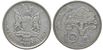 Намибия 10 центов 1998 дерево KM 2 никелированная сталь 4163-926