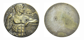 ЧЕХИЯ МЕДАЛЬ 1936 ЛЮДОВЫЙ КРАЙ, 44,8 мм, 37,78 гр бронза 1072-1-64