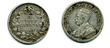 КАНАДА 5 ЦЕНТОВ 1913 ГЕОРГ V серебро 46-545