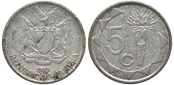 Намибия 5 центов 1993 KM 1 никелированная сталь 4164-516