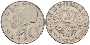 Австрия 10 шиллингов 1986 KM 2918 медно-никель 202-511